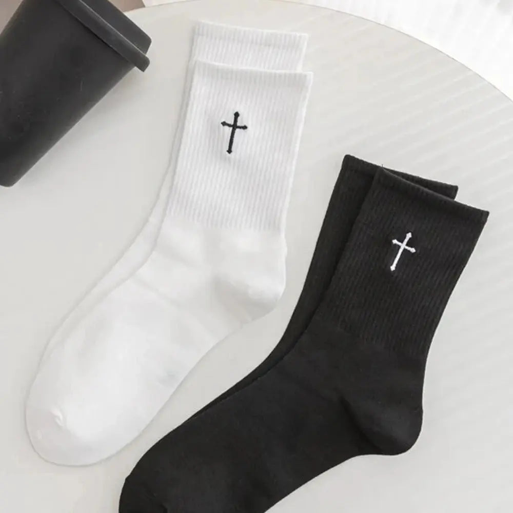 2 Pairs Cross Mid Length Christian Sports Socks - Path Of Praise