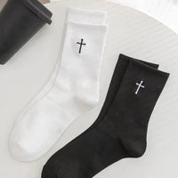 Thumbnail for 2 Pairs Cross Mid Length Christian Sports Socks - Path Of Praise