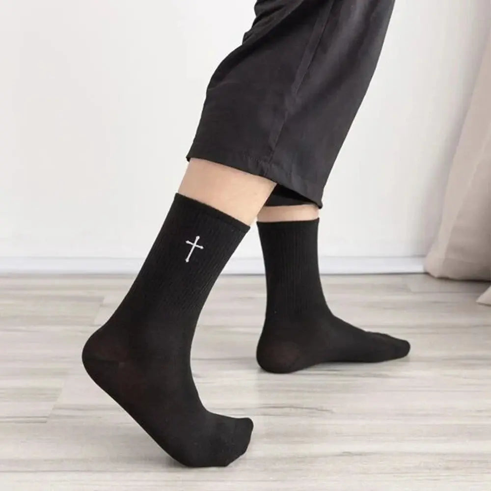 2 Pairs Cross Mid Length Christian Sports Socks - Path Of Praise