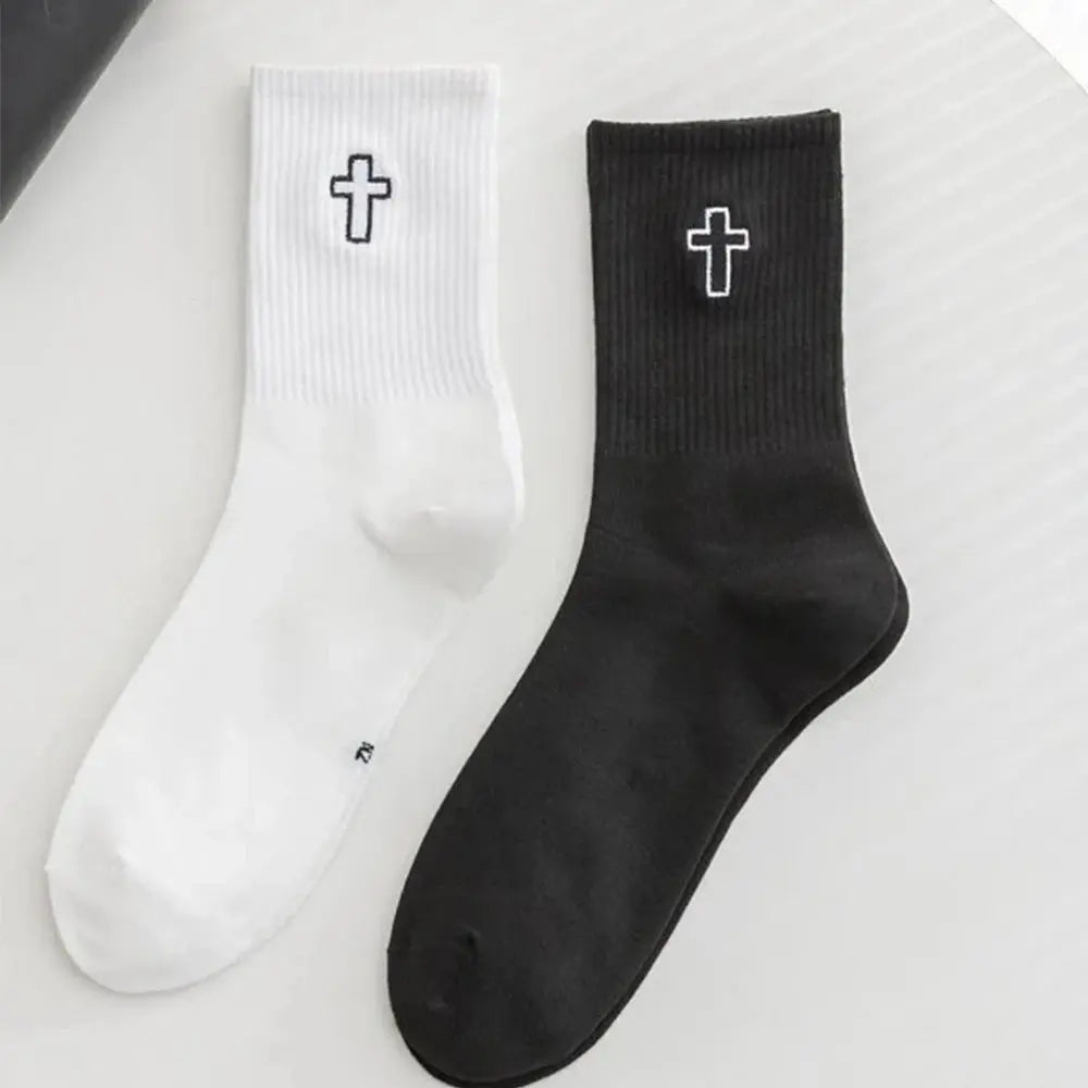 2 Pairs Cross Mid Length Christian Sports Socks - Path Of Praise