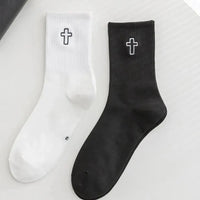 Thumbnail for 2 Pairs Cross Mid Length Christian Sports Socks - Path Of Praise