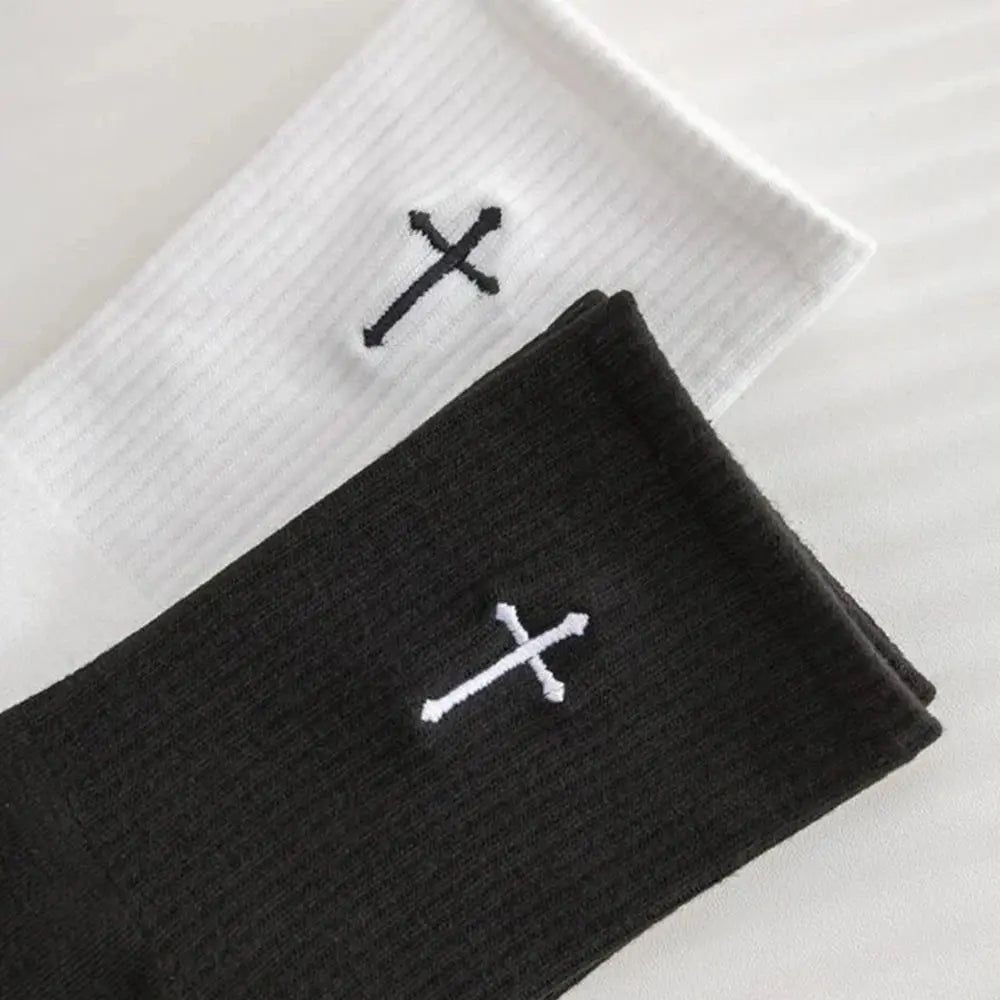 2 Pairs Cross Mid Length Christian Sports Socks - Path Of Praise