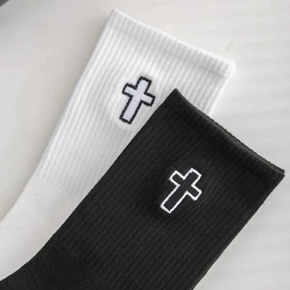 2 Pairs Cross Mid Length Christian Sports Socks - Path Of Praise