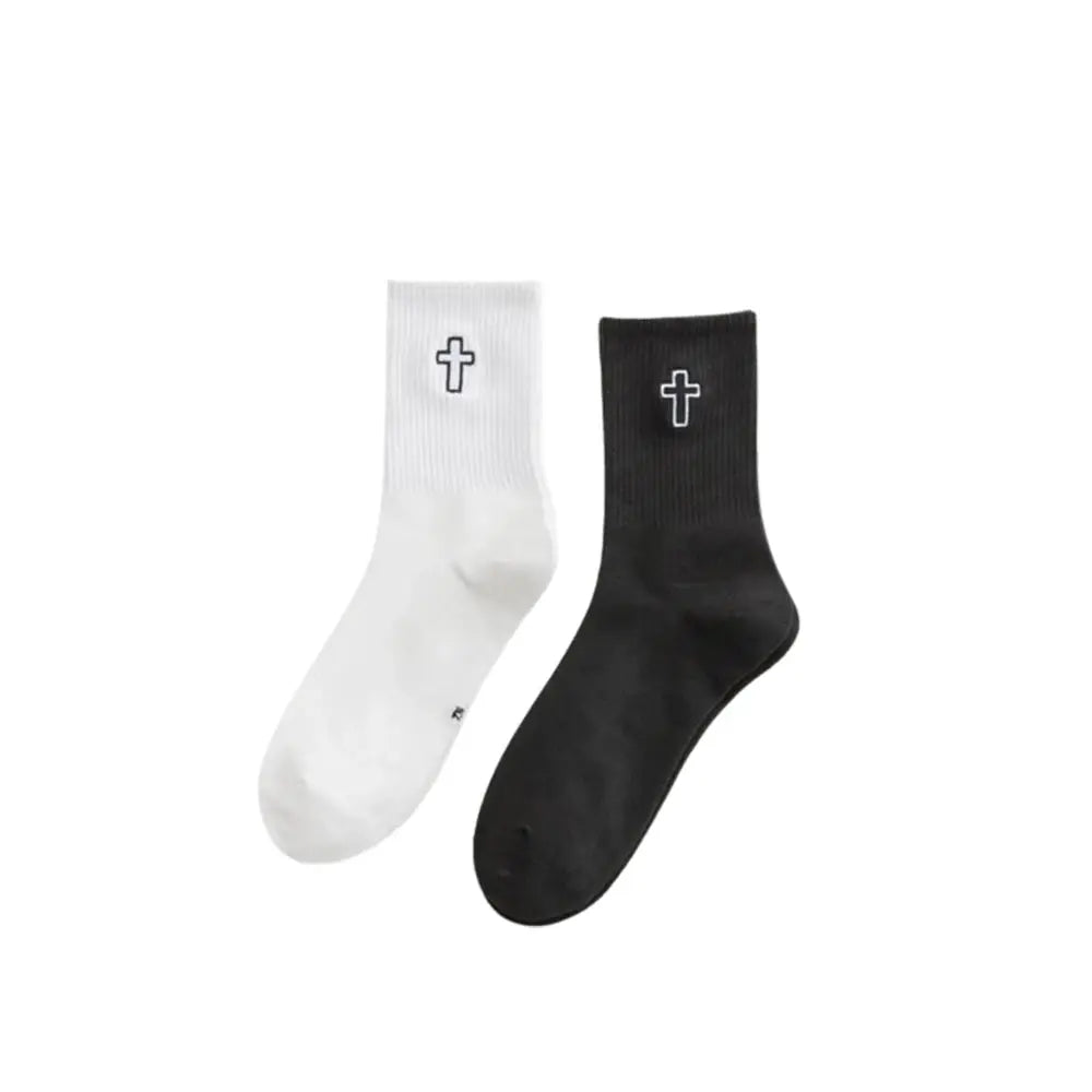 2 Pairs Cross Mid Length Christian Sports Socks - Path Of Praise