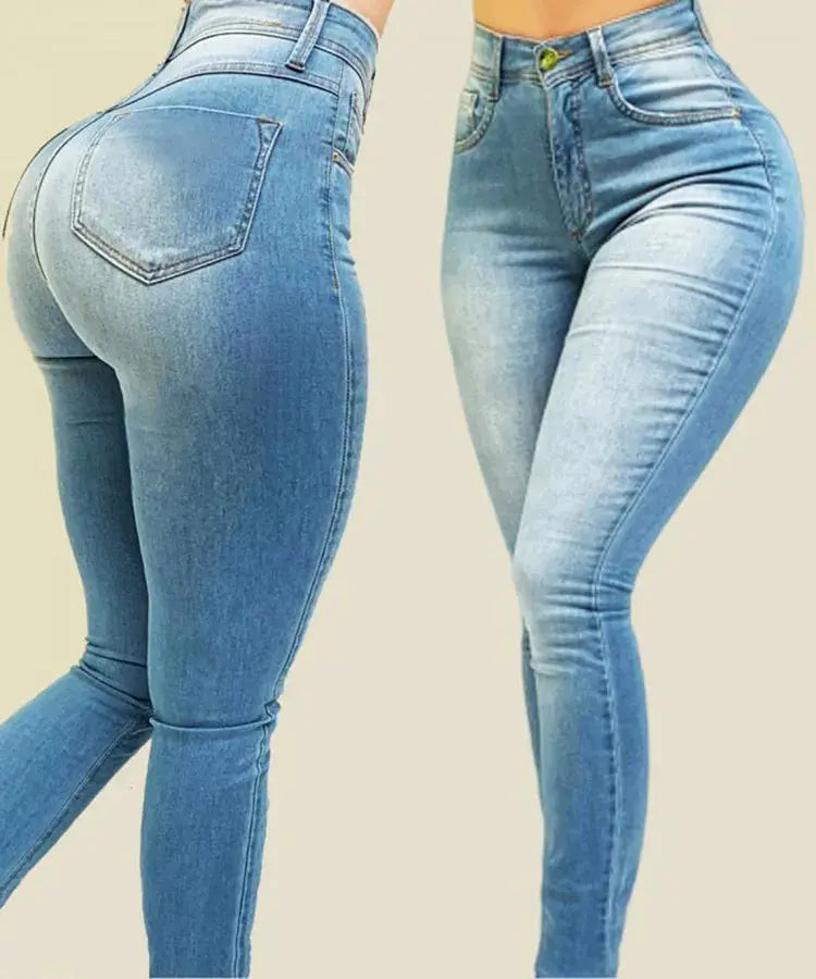 2024 Spring New High Waist Shaping Jeans For Women Fashion Slim High Stretch Denim Pencil Pants Street Casual Trousers S-2XL Path Of Praise