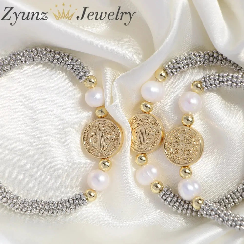 5-Piece Jesus and Mary Pearl Bracelet Set – Elegant Faith-Inspired Jewelry" - Path Of Praise