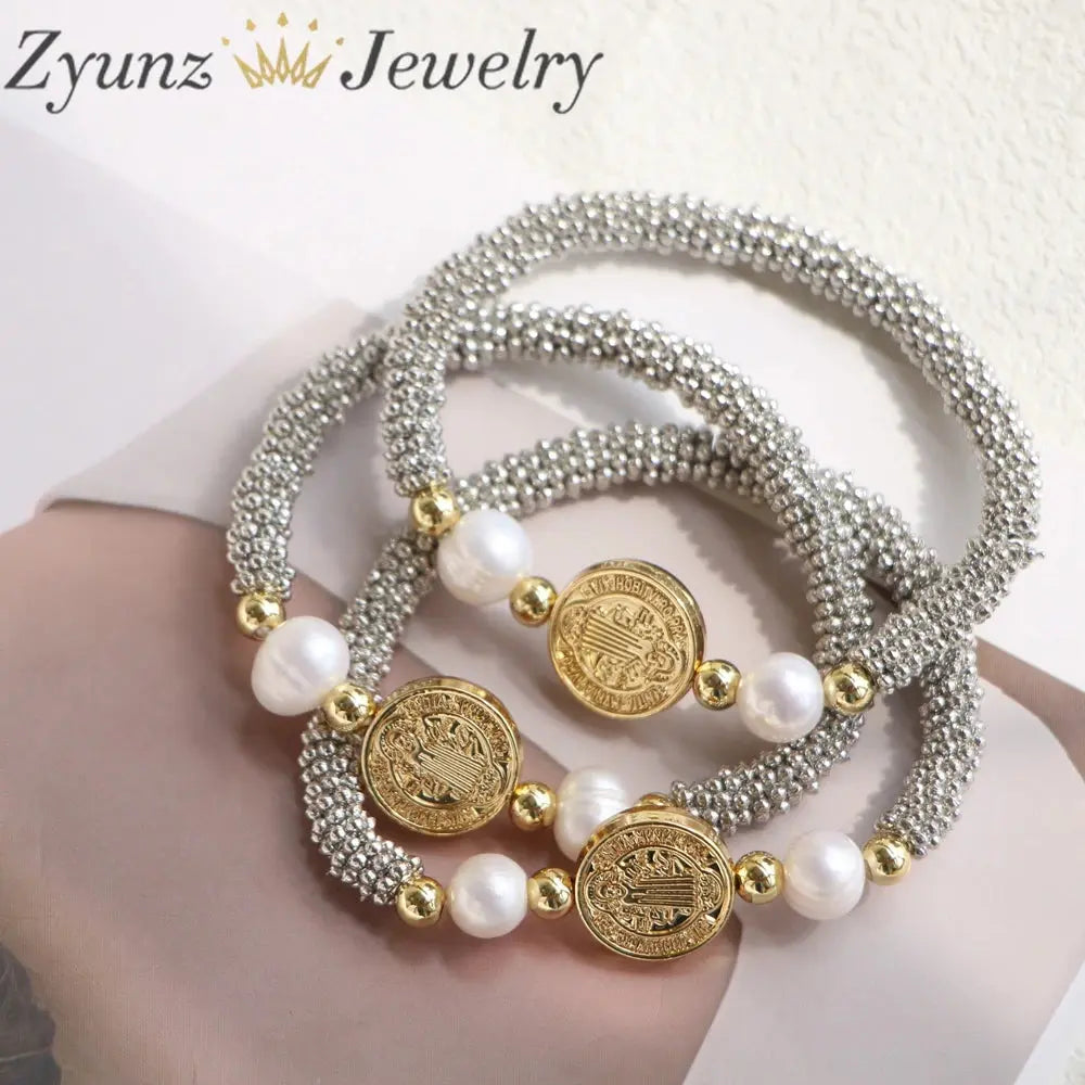 5-Piece Jesus and Mary Pearl Bracelet Set – Elegant Faith-Inspired Jewelry" - Path Of Praise