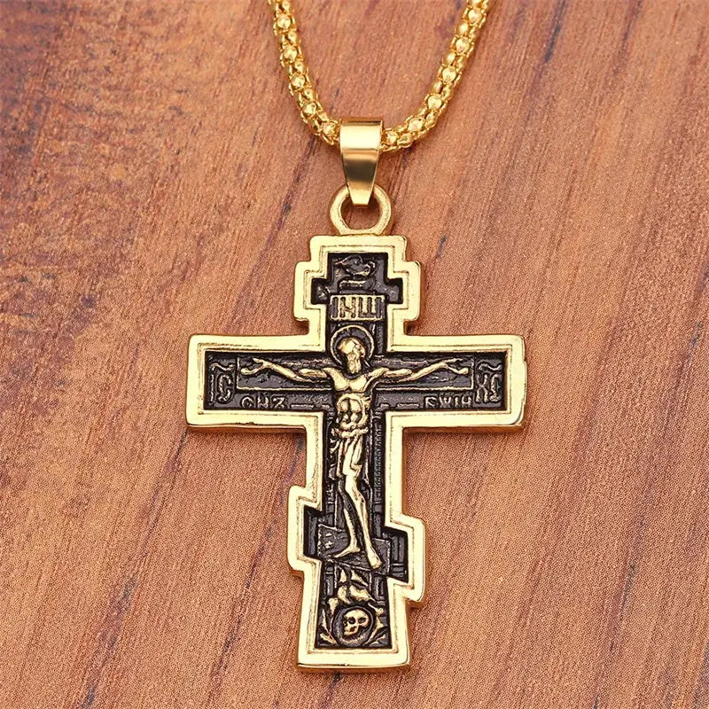 Christian Orthodox Crucifix Jesus Cross Pendant Necklace - Path Of Praise