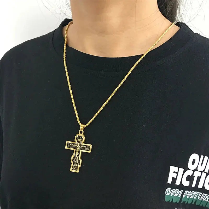 Christian Orthodox Crucifix Jesus Cross Pendant Necklace - Path Of Praise