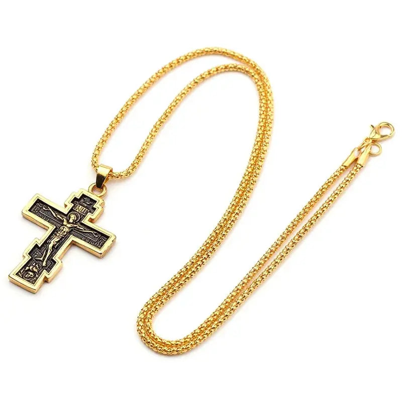 Christian Orthodox Crucifix Jesus Cross Pendant Necklace - Path Of Praise