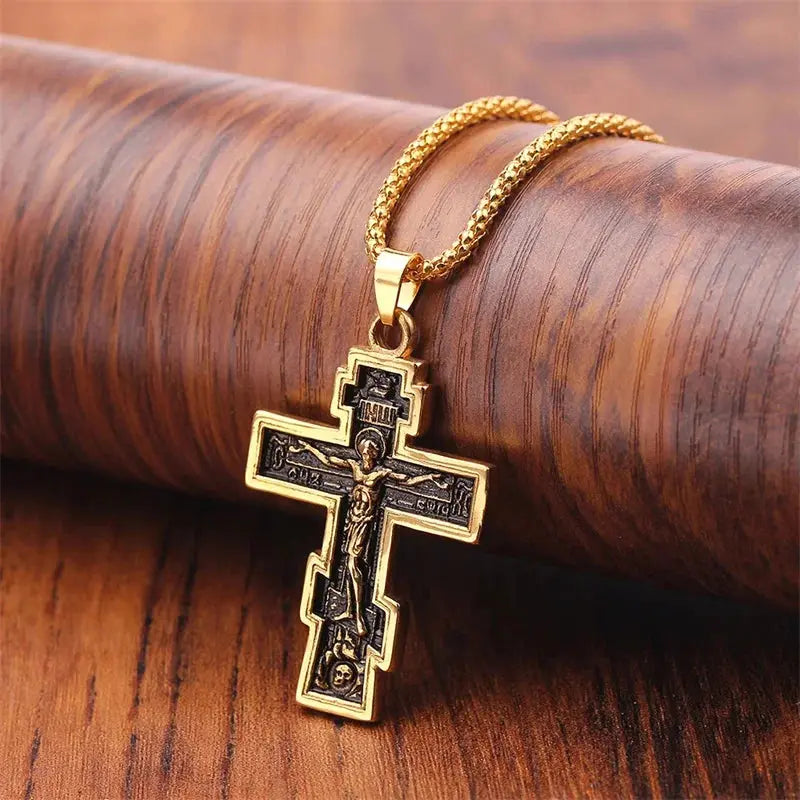 Christian Orthodox Crucifix Jesus Cross Pendant Necklace - Path Of Praise