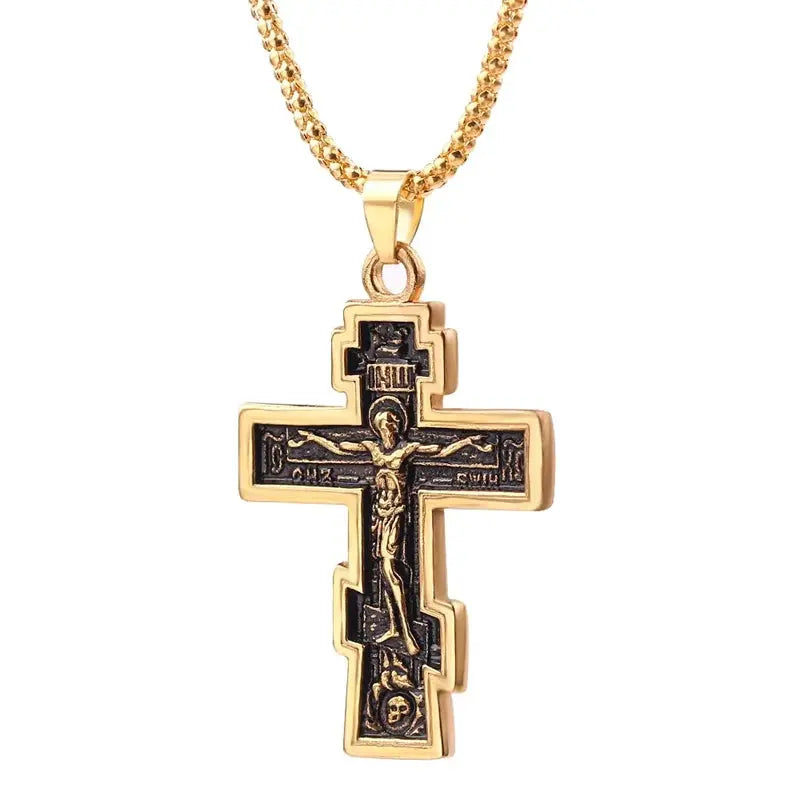 Christian Orthodox Crucifix Jesus Cross Pendant Necklace - Path Of Praise