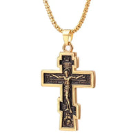 Thumbnail for Christian Orthodox Crucifix Jesus Cross Pendant Necklace - Path Of Praise