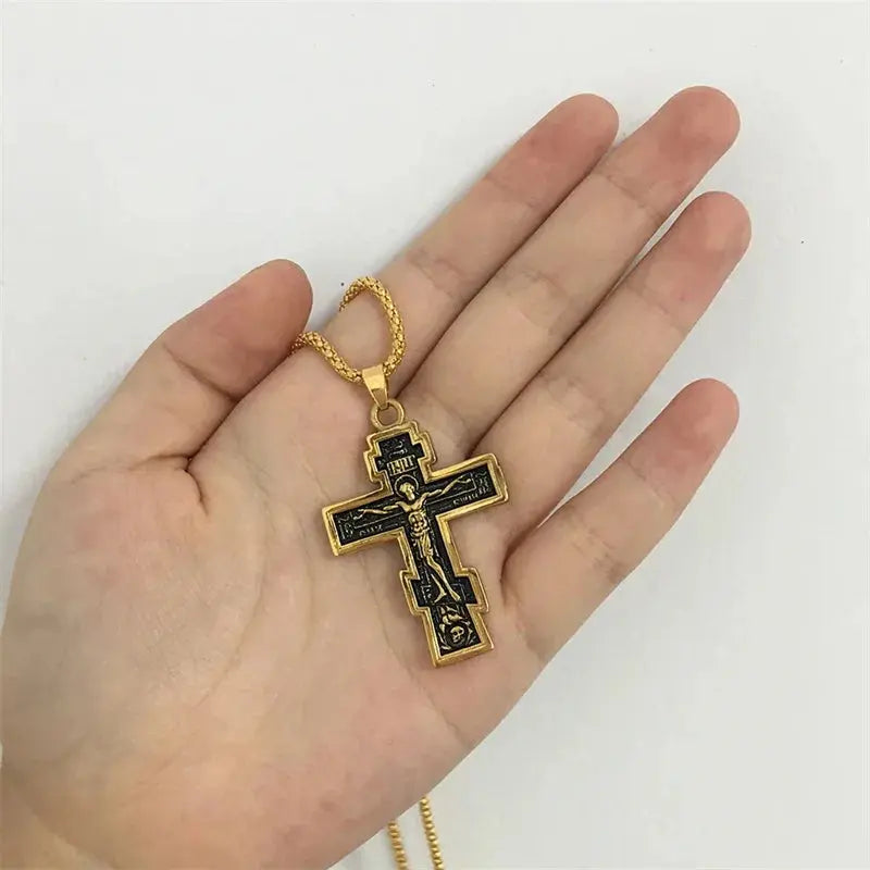 Christian Orthodox Crucifix Jesus Cross Pendant Necklace - Path Of Praise