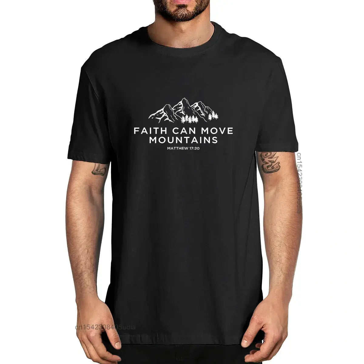 Faith Can Move Mountains - Matthew 17:20 Christian T-shirt - Path Of Praise