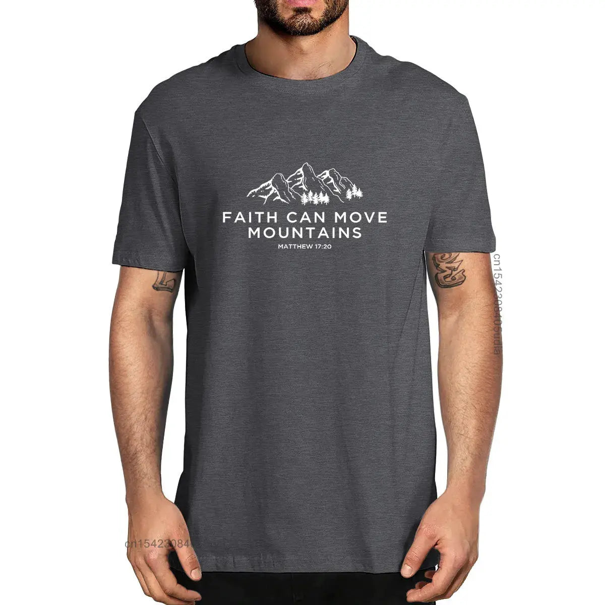 Faith Can Move Mountains - Matthew 17:20 Christian T-shirt - Path Of Praise