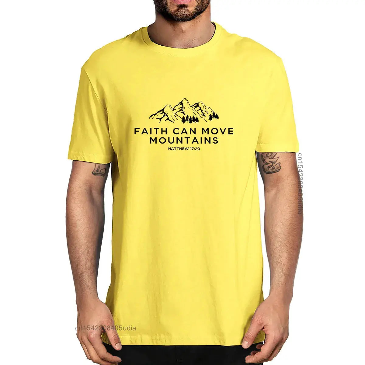 Faith Can Move Mountains - Matthew 17:20 Christian T-shirt - Path Of Praise