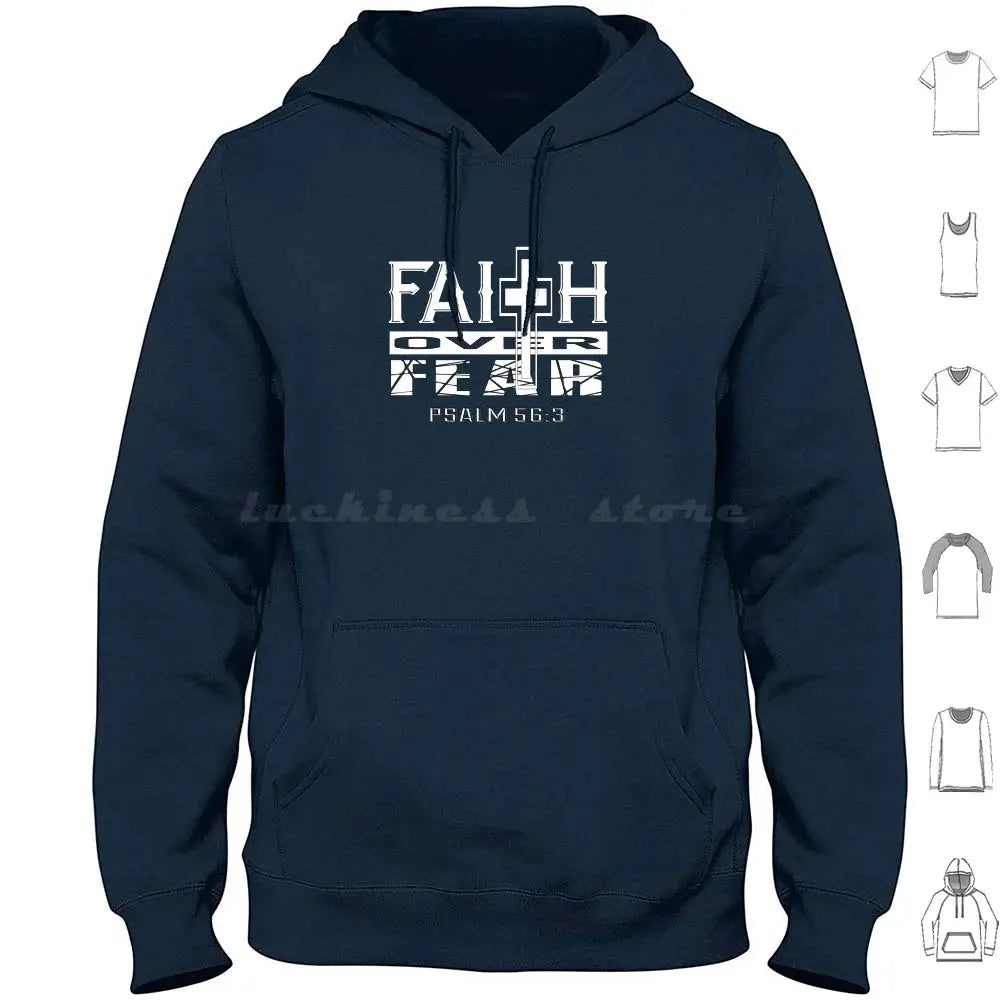 Faith Over Fear Christian Hoodie – Psalm 56:3 Bible Verse Religious Apparel - Path Of Praise