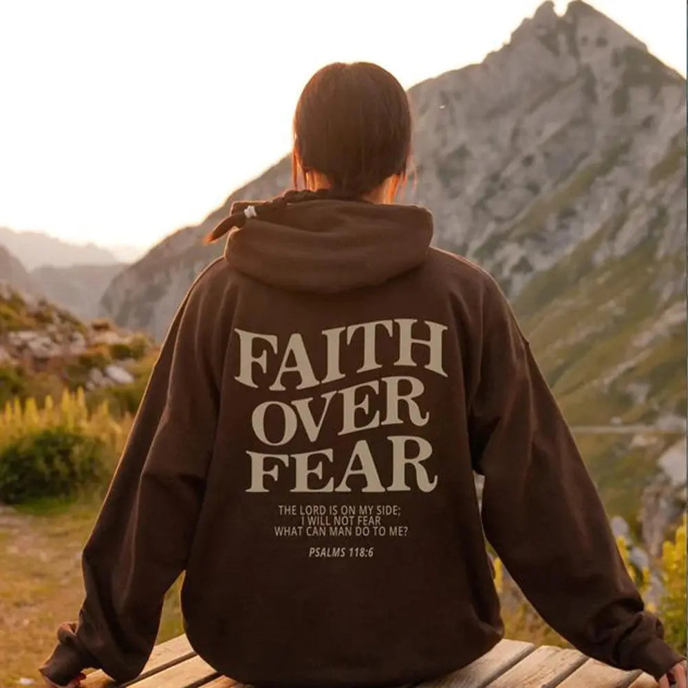 Faith Over Fear Christian Hoodie – Psalms 118:6 Bible Verse Sweatshirt - Path Of Praise