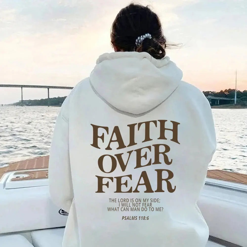 Faith Over Fear Christian Hoodie – Psalms 118:6 Bible Verse Sweatshirt - Path Of Praise