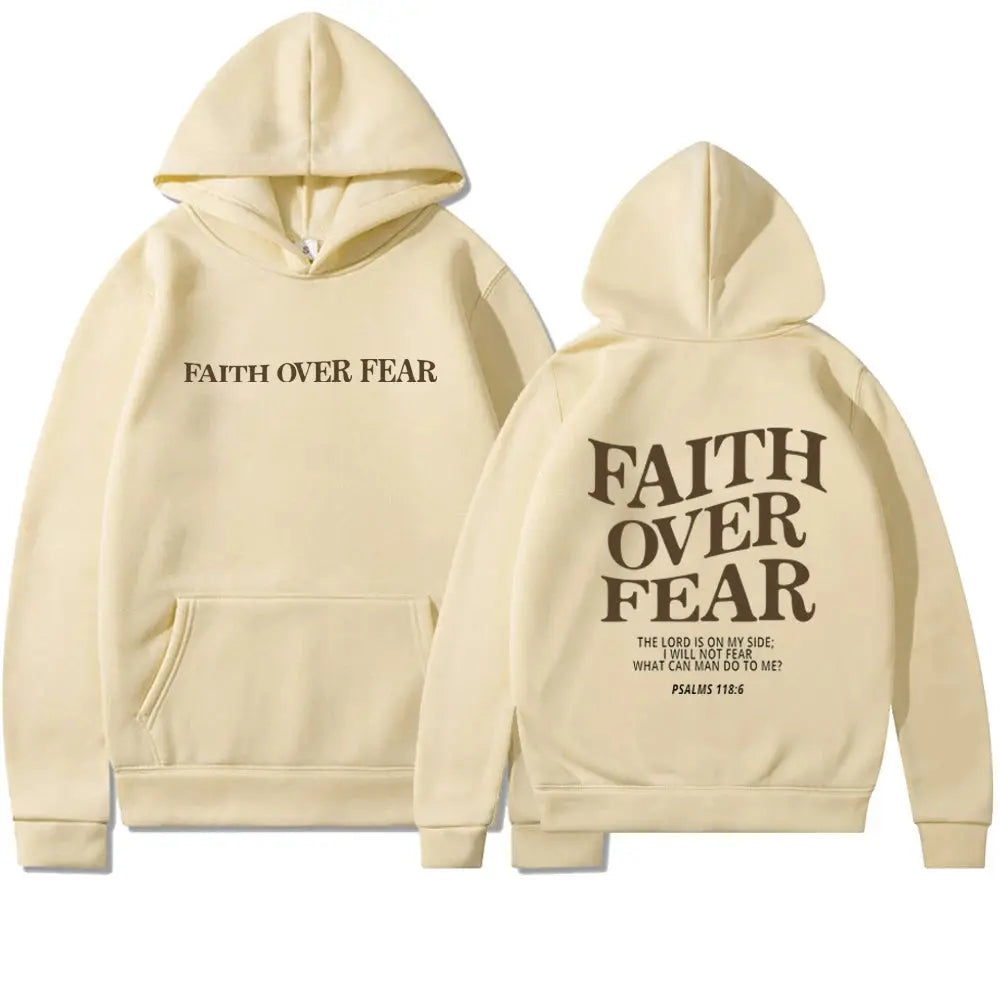 Faith Over Fear Christian Hoodie – Psalms 118:6 Bible Verse Sweatshirt - Path Of Praise