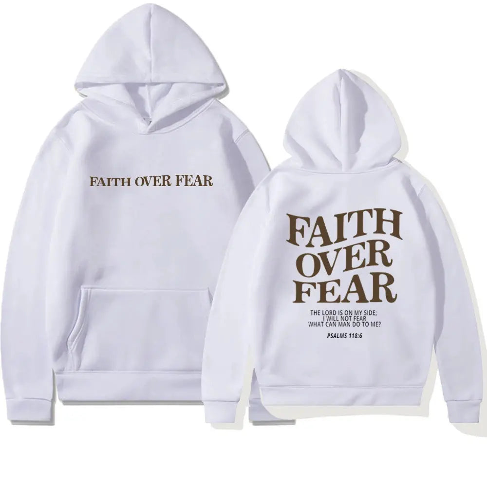 Faith Over Fear Christian Hoodie – Psalms 118:6 Bible Verse Sweatshirt - Path Of Praise