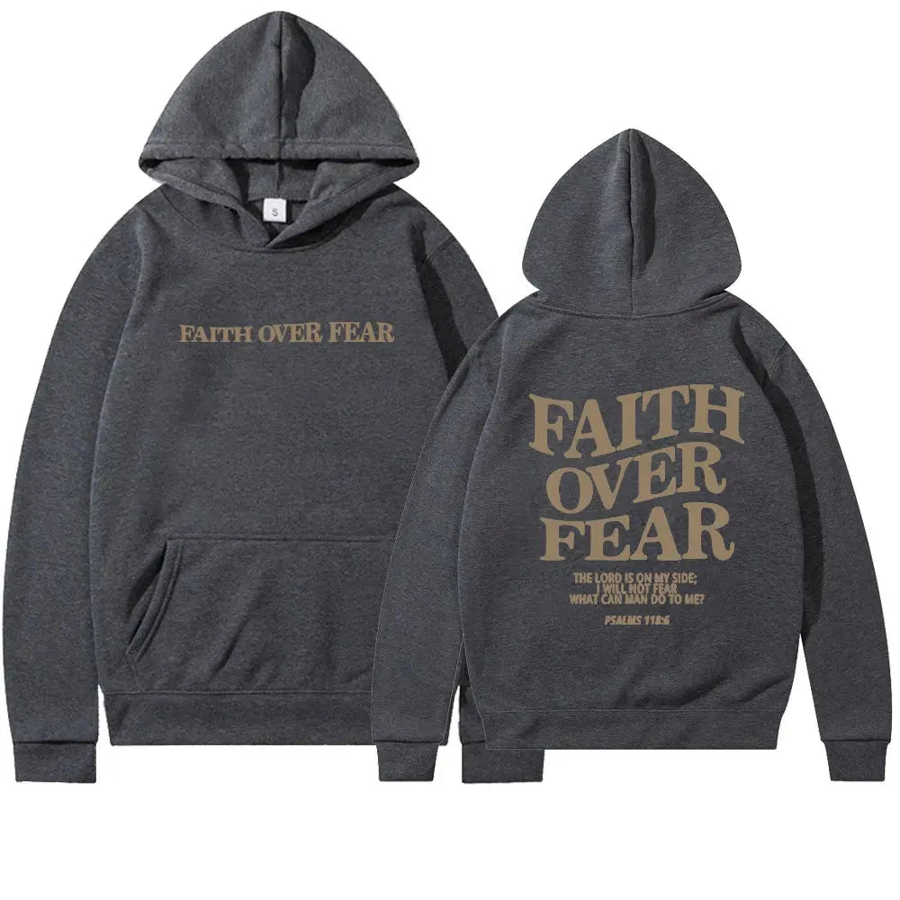 Faith Over Fear Christian Hoodie – Psalms 118:6 Bible Verse Sweatshirt - Path Of Praise