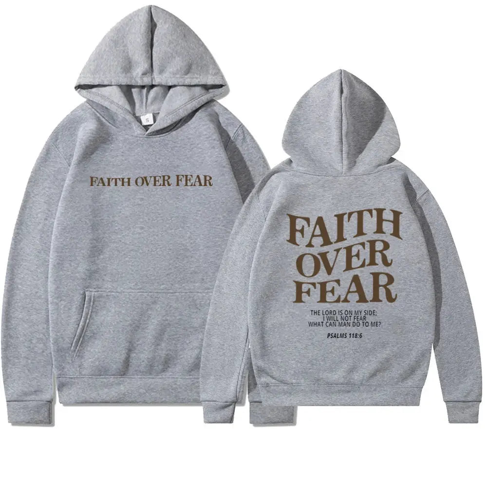 Faith Over Fear Christian Hoodie – Psalms 118:6 Bible Verse Sweatshirt - Path Of Praise