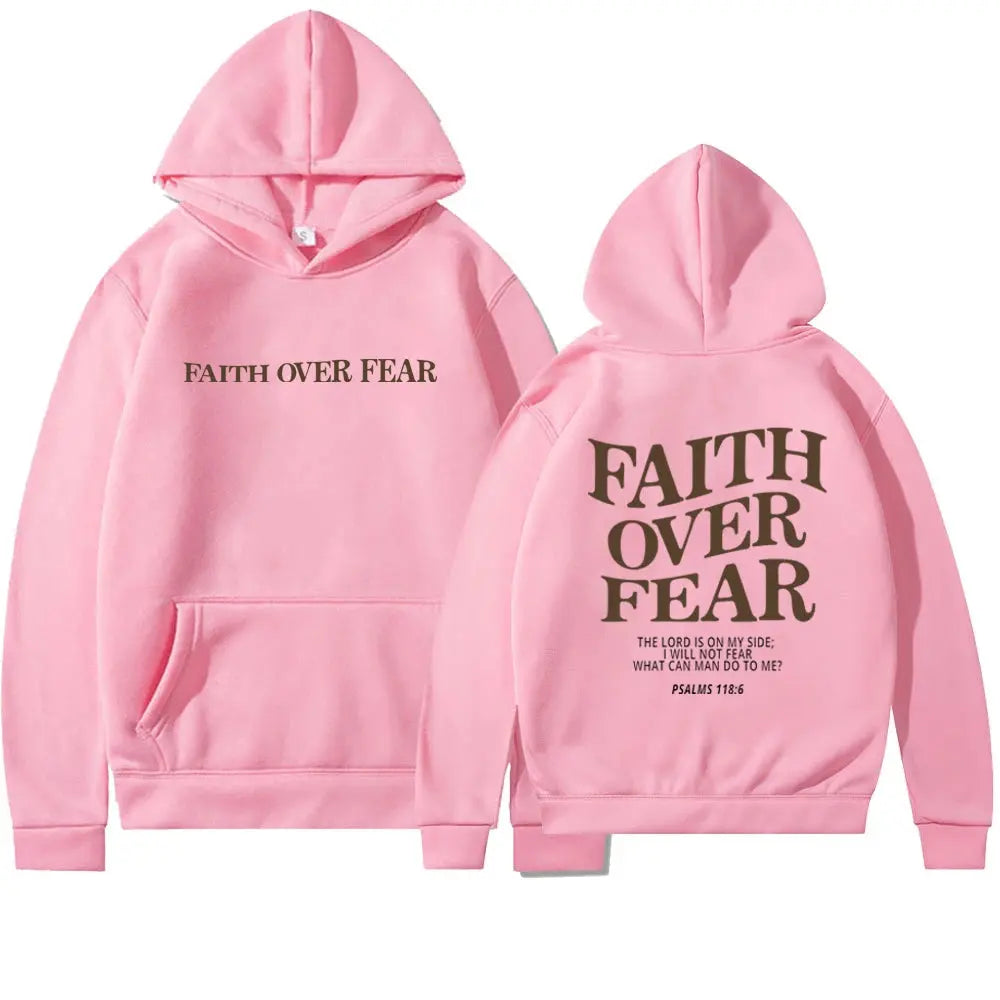 Faith Over Fear Christian Hoodie – Psalms 118:6 Bible Verse Sweatshirt - Path Of Praise