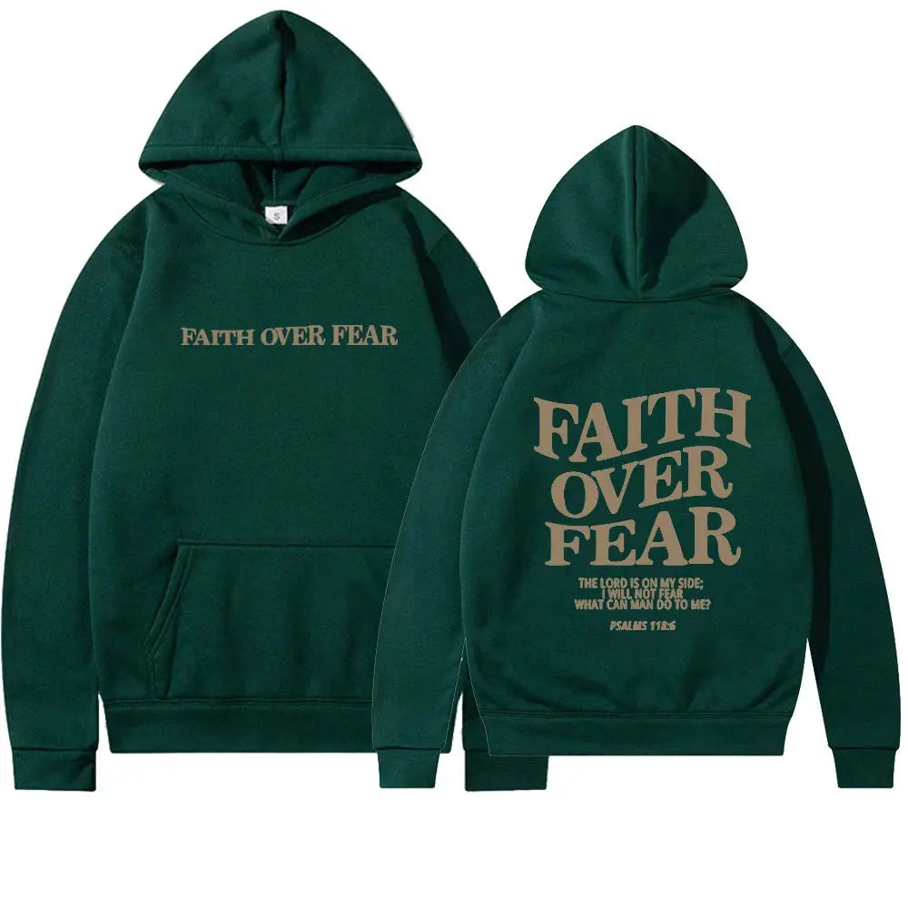 Faith Over Fear Christian Hoodie – Psalms 118:6 Bible Verse Sweatshirt - Path Of Praise