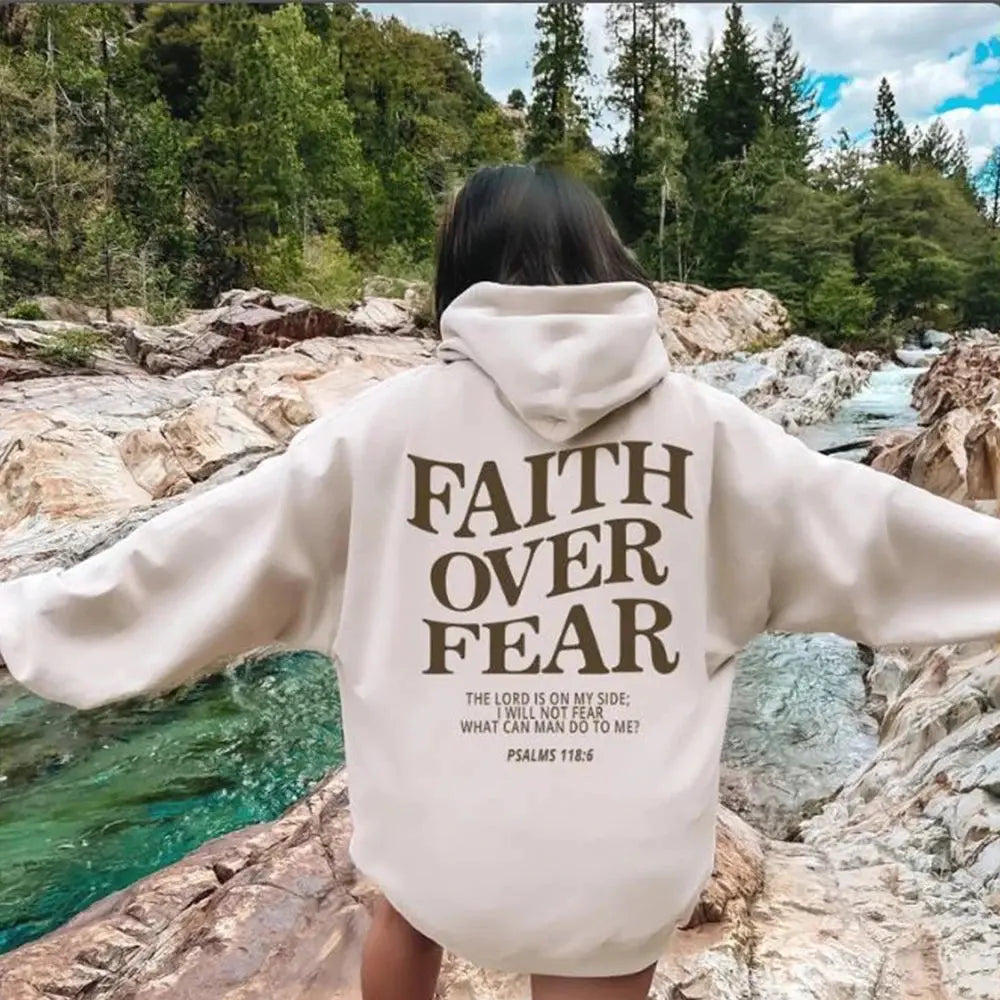 Faith Over Fear Christian Hoodie – Psalms 118:6 Bible Verse Sweatshirt - Path Of Praise