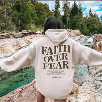 Thumbnail for Faith Over Fear Christian Hoodie – Psalms 118:6 Bible Verse Sweatshirt - Path Of Praise