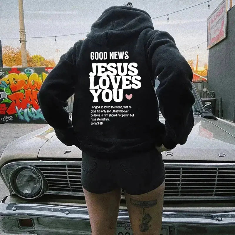 GOOD NEWS - JESUS LOVES YOU Hoodie – Faith-Inspired Christian Apparel - Path Of Praise