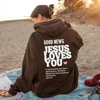 Thumbnail for GOOD NEWS - JESUS LOVES YOU Hoodie – Faith-Inspired Christian Apparel - Path Of Praise