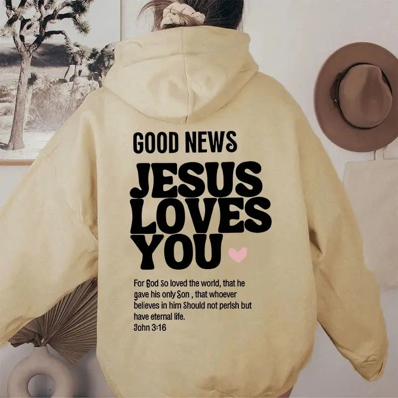 GOOD NEWS - JESUS LOVES YOU Hoodie – Faith-Inspired Christian Apparel - Path Of Praise