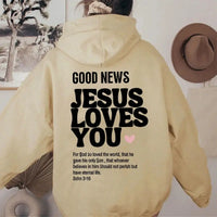 Thumbnail for GOOD NEWS - JESUS LOVES YOU Hoodie – Faith-Inspired Christian Apparel - Path Of Praise