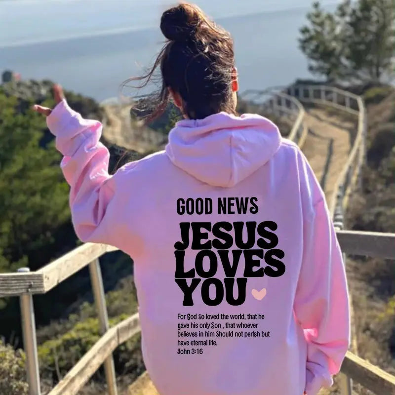 GOOD NEWS - JESUS LOVES YOU Hoodie – Faith-Inspired Christian Apparel - Path Of Praise