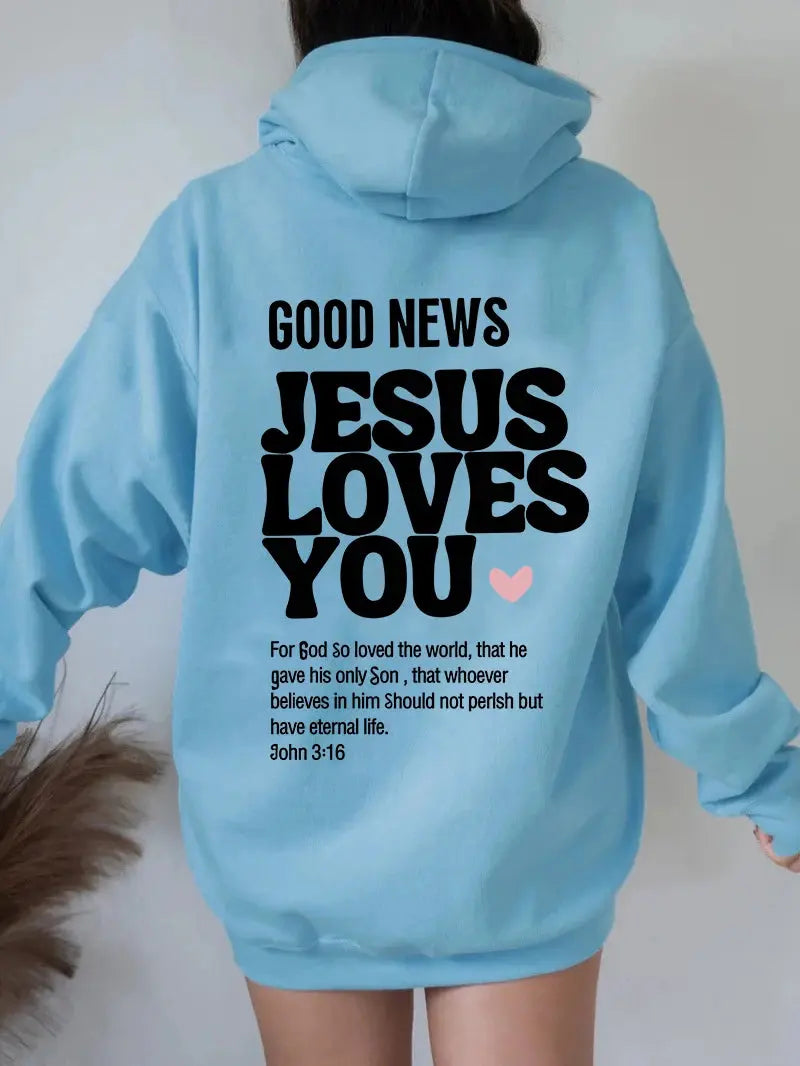 GOOD NEWS - JESUS LOVES YOU Hoodie – Faith-Inspired Christian Apparel - Path Of Praise