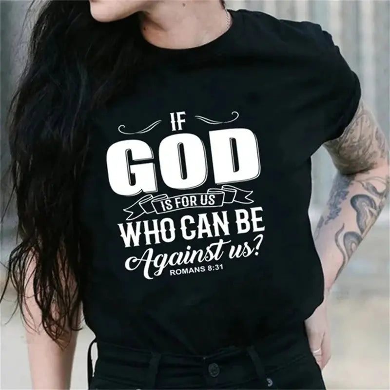 "If God Is For Us" Christian Bible Verse T-Shirt – Faith-Based Apparel - Path Of Praise 