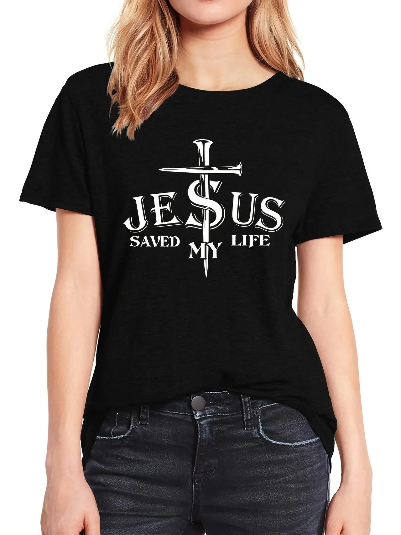 Jesus Saved My Life - Women's Casual Short Sleeve T-Shirt | Faith-Inspired Christian Apparel - Path Of Praise