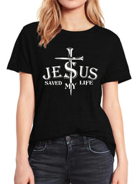 Thumbnail for Jesus Saved My Life - Women's Casual Short Sleeve T-Shirt | Faith-Inspired Christian Apparel - Path Of Praise