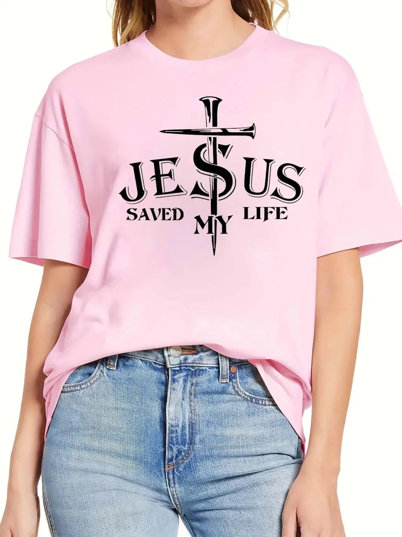 Jesus Saved My Life - Women's Casual Short Sleeve T-Shirt | Faith-Inspired Christian Apparel - Path Of Praise