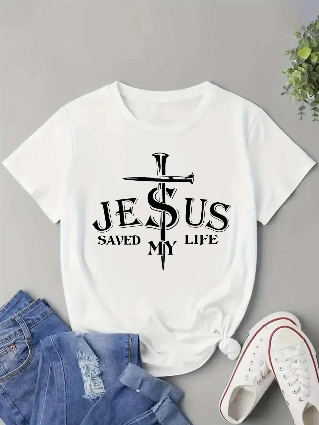 Jesus Saved My Life - Women's Casual Short Sleeve T-Shirt | Faith-Inspired Christian Apparel - Path Of Praise