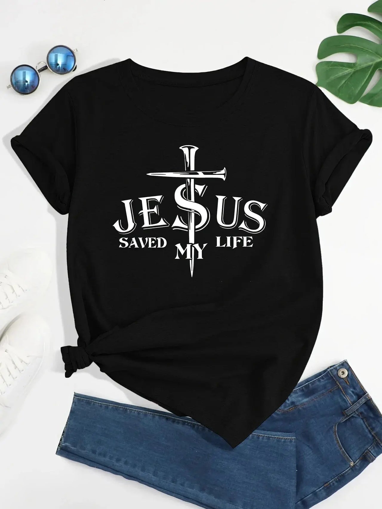 Jesus Saved My Life - Women's Casual Short Sleeve T-Shirt | Faith-Inspired Christian Apparel - Path Of Praise