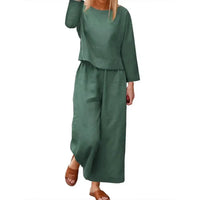 Thumbnail for Stylish Women's Top & Pants Set | Long Sleeve Round Neck T-shirt & Elastic Waist Trousers | Casual Two-Piece Suit for Fall Office Wear - Path Of Praise