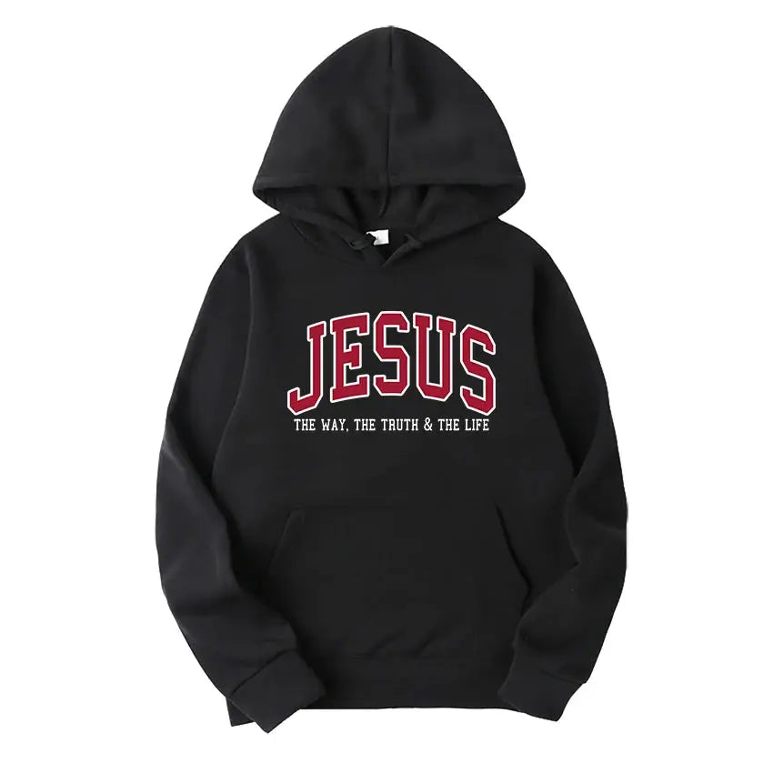 Men's Jesus Letters Print Hoodie - Path of Praise - Path Of Praise