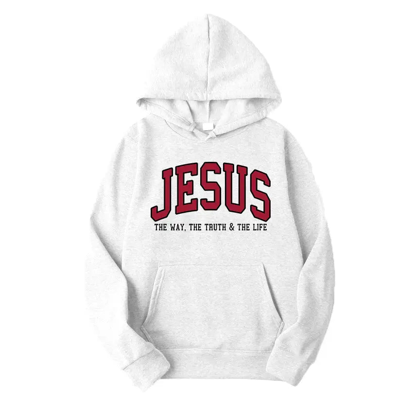 Men's Jesus Letters Print Hoodie - Path of Praise - Path Of Praise