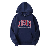 Thumbnail for Men's Jesus Letters Print Hoodie - Path of Praise - Path Of Praise