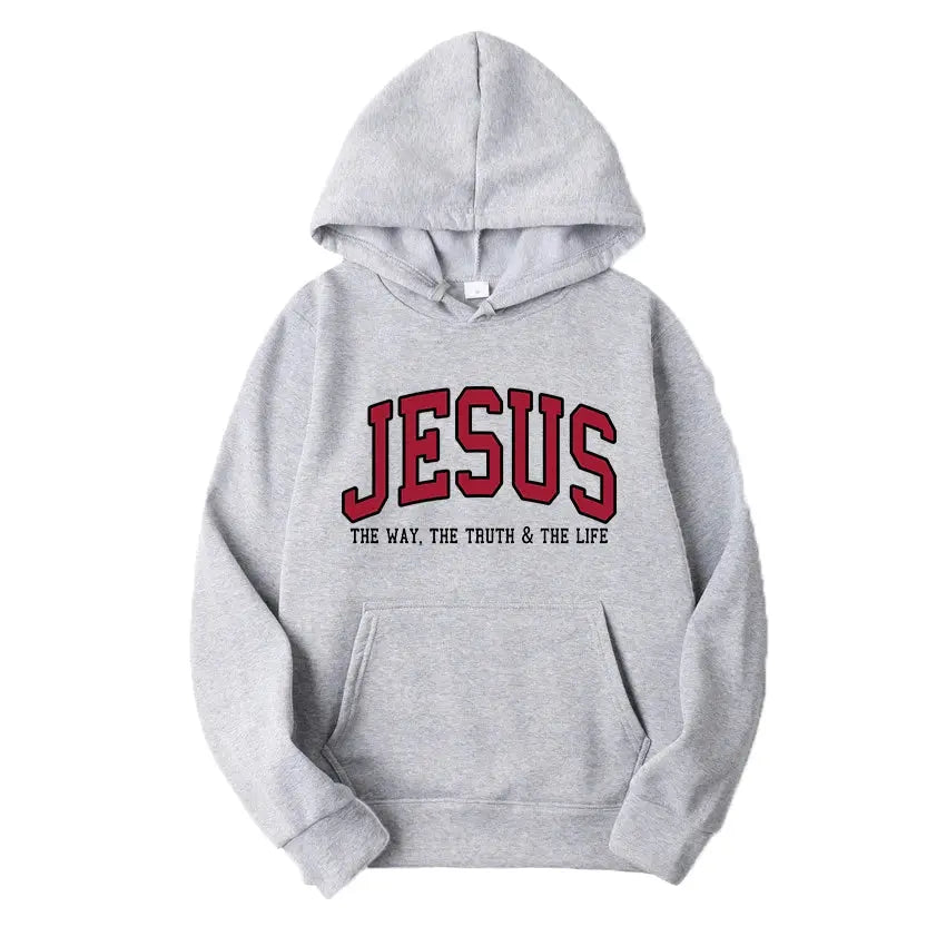 Men's Jesus Letters Print Hoodie - Path of Praise - Path Of Praise