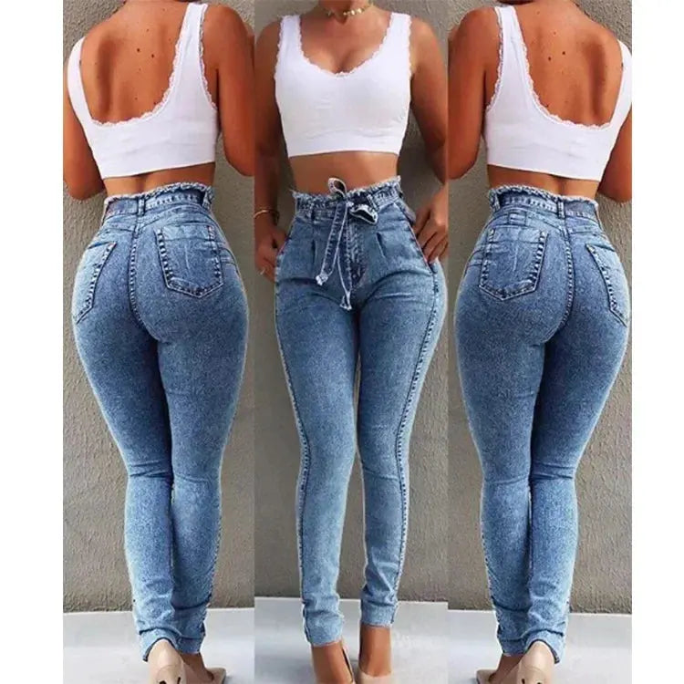 2024 Women’s High Waist Faith-Inspired Denim Harem Pants - Stylish Skinny Jeans S-5XL Path Of Praise 